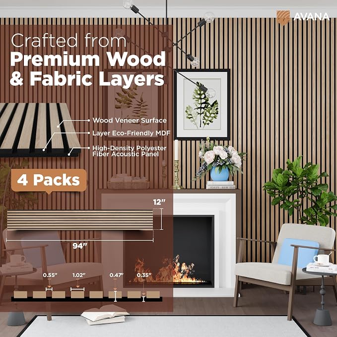 Avana Acoustic Wood Wall Panels – 94.4 X 12.6 Inch White Oak Acoustic Panels 4 — view 4