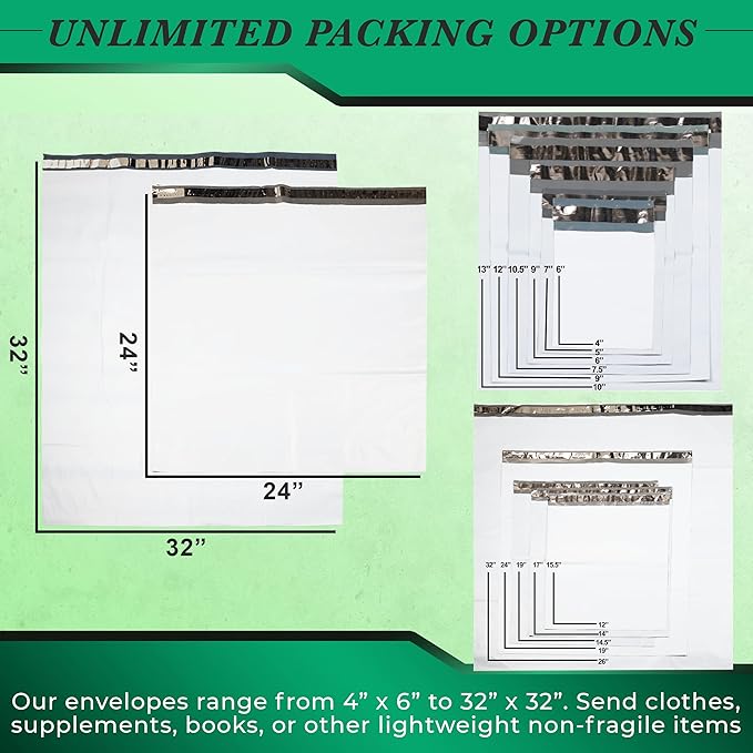 100 Pack Secure Seal White Poly Mailers — view 3