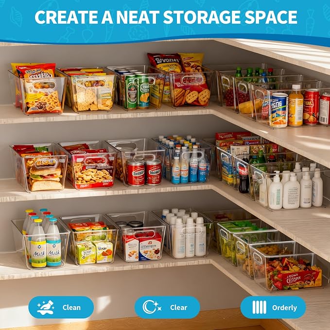 KJIXYUNG 6 Pack Clear Stackable Storage Bins — view 2
