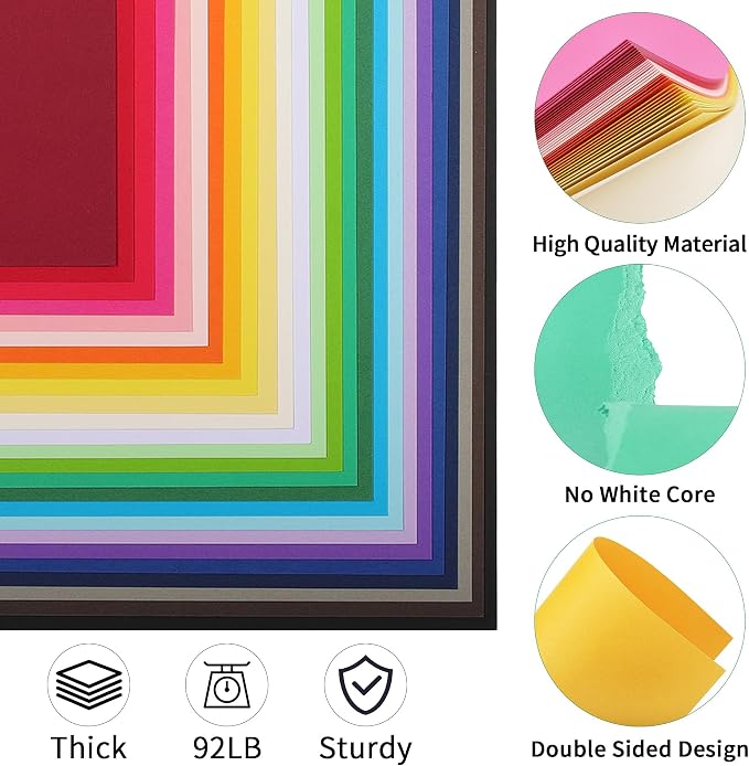 100 Sheets Colored Cardstock 25 Colors — view 3