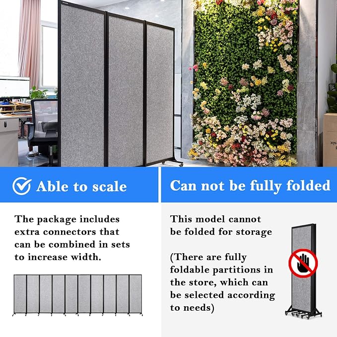 Upgrade Version Room Partition and Divider, Freestanding Rolling Dividers — view 3