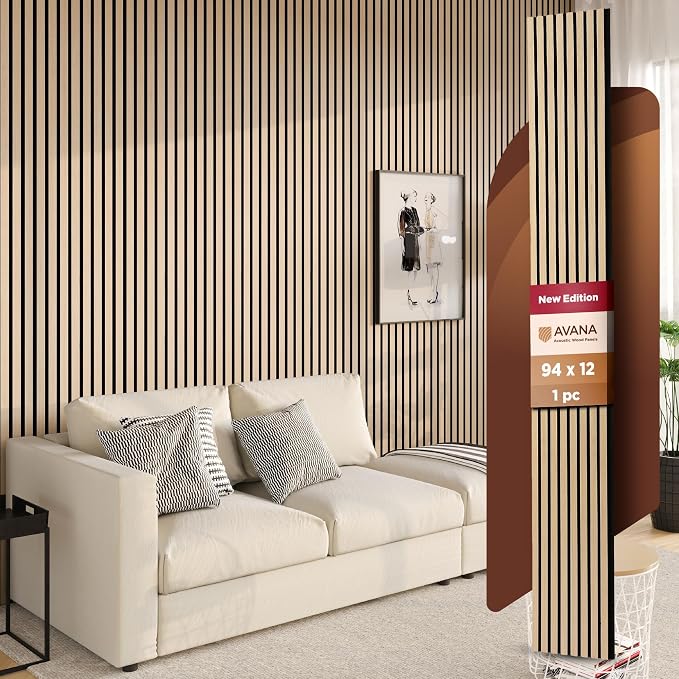 Avana Modern Acoustic Wood Wall Panels – 94.4 X 12.6 Inch White Oak Acoustic