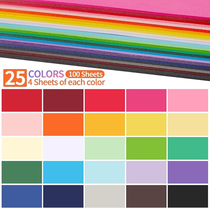 100 Sheets Colored Cardstock 25 Colors — view 4