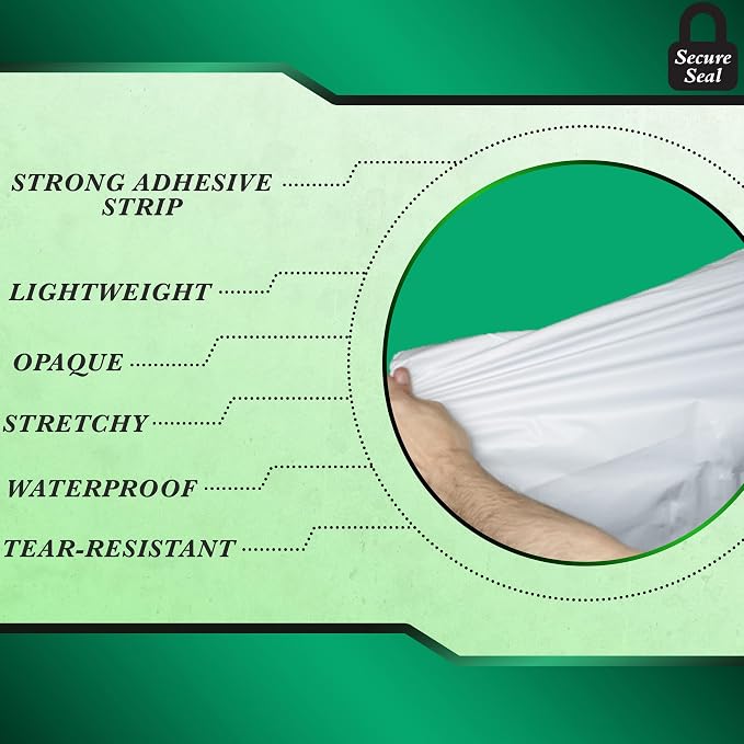 100 Pack Secure Seal White Poly Mailers — view 4