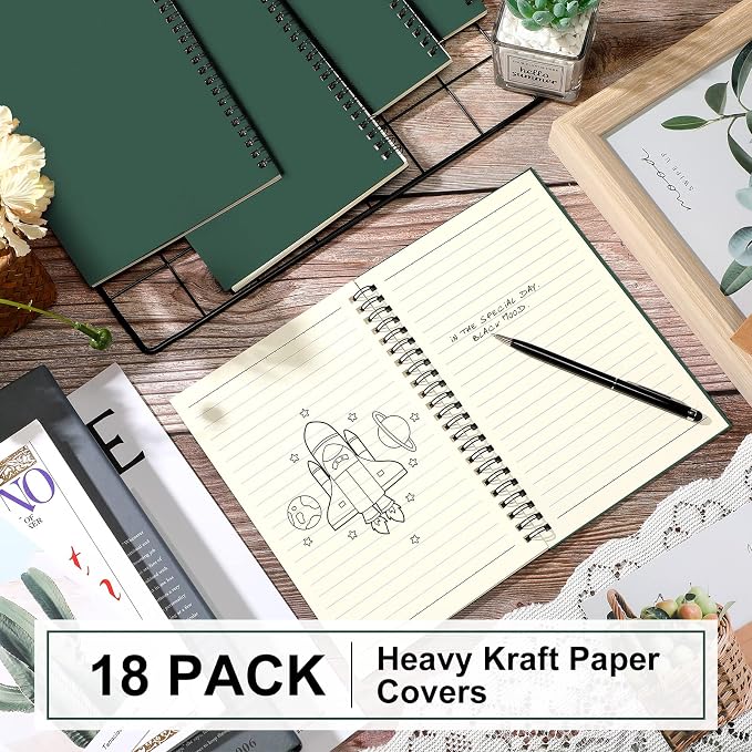 Yahenda 18 Pcs Spiral Notebook Bulk A5 Journal Lined 8.3'' x 5.5'' Writing — view 2