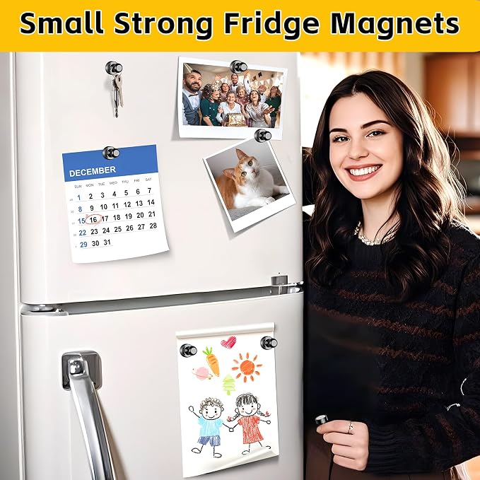 VNDUEEY 24Pcs Black Fridge Magnet Refrigerator Magnets, Magnets — view 2