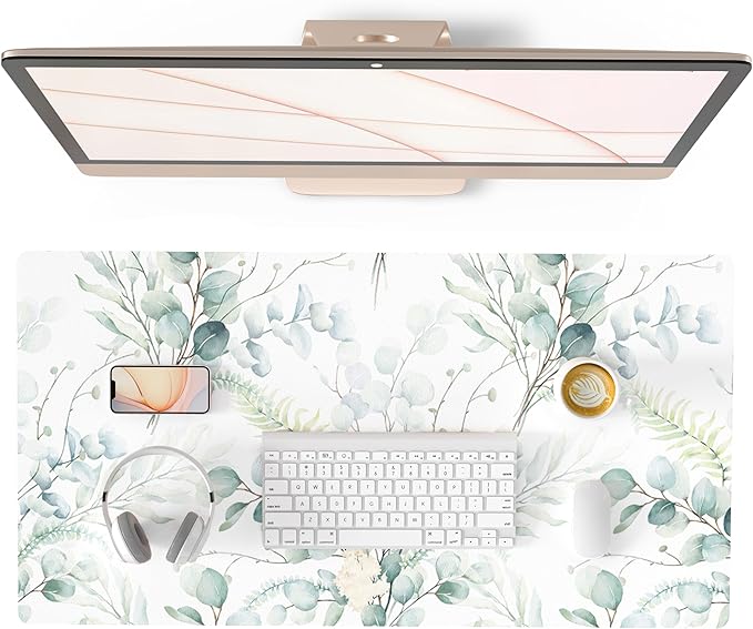 QIYI Large Mouse Pad for Desk, Cute Desk Mat for Desktop, Women Girls Green