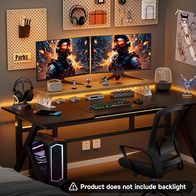 NestNeat Dual Monitor Stand Riser, 39 Inch Large Wood Monitor Stands — view 4