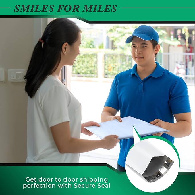 100 Pack Secure Seal White Poly Mailers — view 7