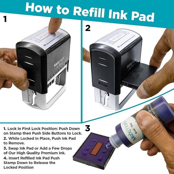 MaxMark Large Self-Inking Rubber Date Office Stamp — view 6