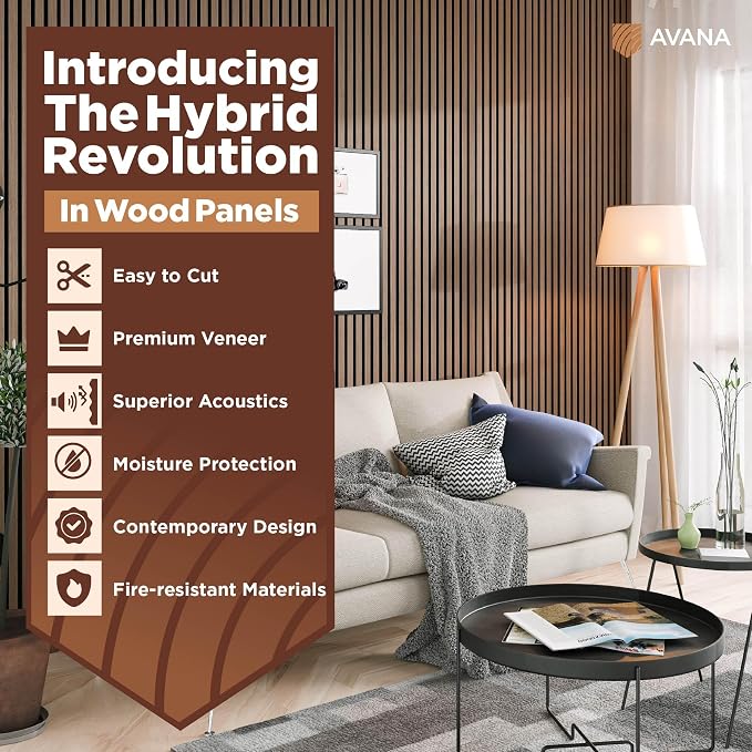 Avana Acoustic Wood Wall Panels – 47.2 X 12.6 Inch Smoke Walnut Acoustic Panels — view 2