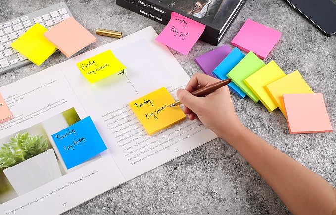 Sticky Notes 3 x 3 in, Bright Colorful Super Sticking Power Memo Post Stickies — view 3