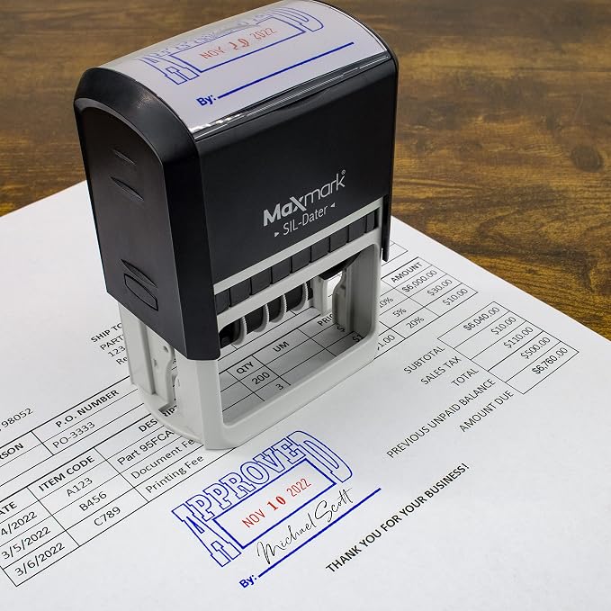 MaxMark Large Self-Inking Rubber Date Office Stamp — view 7