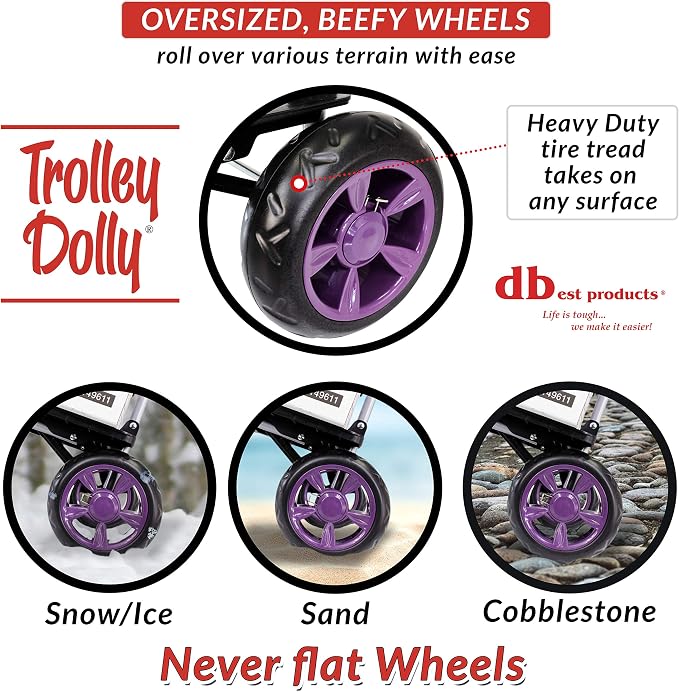 dbest products Trolley Dolly Purple Foldable Shopping cart — view 3
