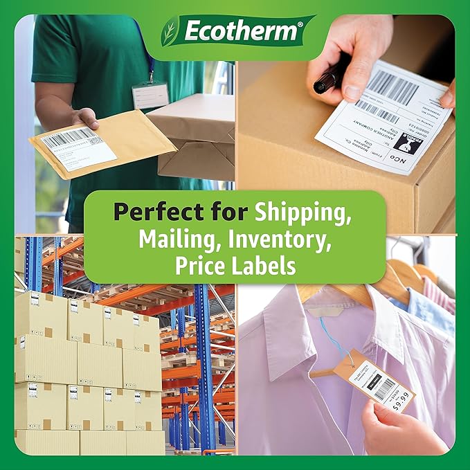 2.25" x 4" Thermal Labels | 4 Rolls | 1440 Labels | fits Zebra, Offnova Thermal — view 7