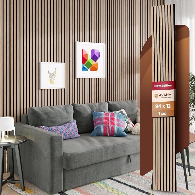 Avana Modern Acoustic Wood Wall Panels – 94.4 X 12.6 Inch White Oak Acoustic