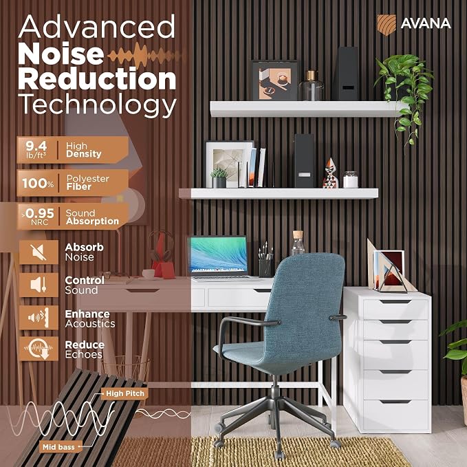 Avana Acoustic Wood Wall Panels – 47.2 x 12.6 Inch Dark Walnut Oak Acoustic — view 5