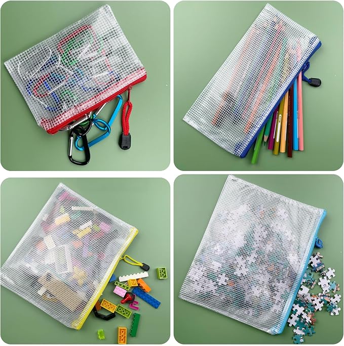 Oaimyy-18 Pcs-5"x 7"-Mesh Zipper Pouches File Bags Puzzle Storage Bags Folders — view 6