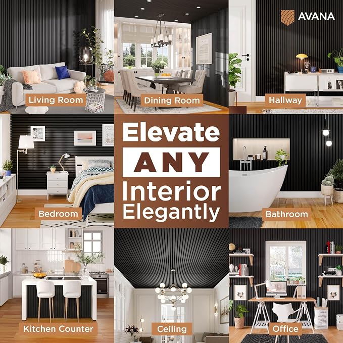Avana Acoustic Wood Wall Panels – 94.4 x 12.6 Inch Black Oak Acoustic Panels 4 — view 3