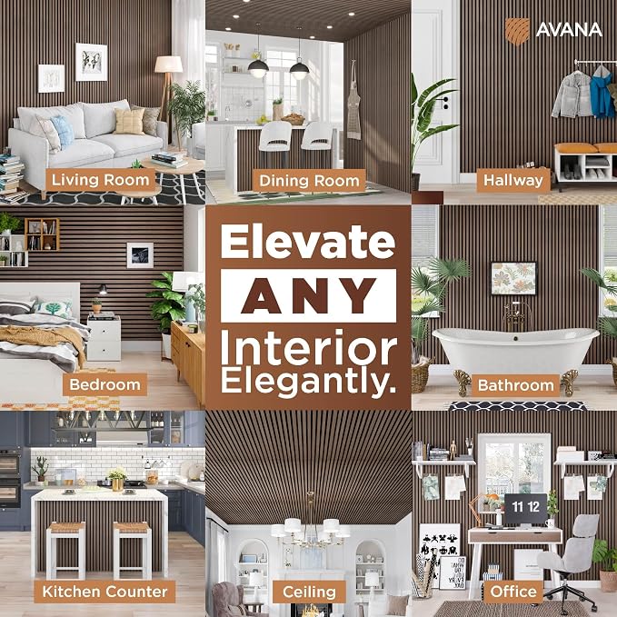 Avana Acoustic Wood Wall Panels – 47.2 X 12.6 Inch Walnut Acoustic Panels 1 PC — view 3