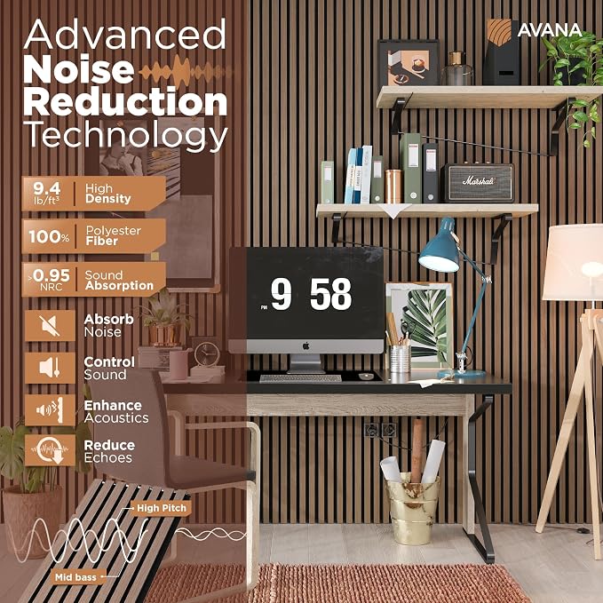Avana Acoustic Wood Wall Panels – 94.4 x 12.6 Inch Smoke Walnut Acoustic Panels — view 5