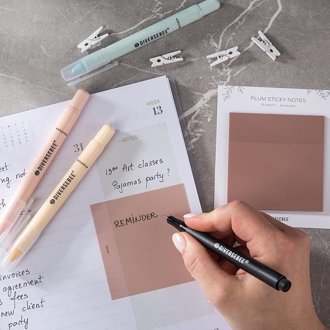 DiverseBee 50 Sheets Pastel Transparent Sticky Notes, 3x3” Clear Sticky Tabs — view 4