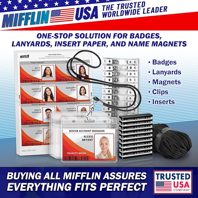 Mifflin-USA Card Protector Quick Load Horizontal No Zipper Name ID Badge Holder — view 5