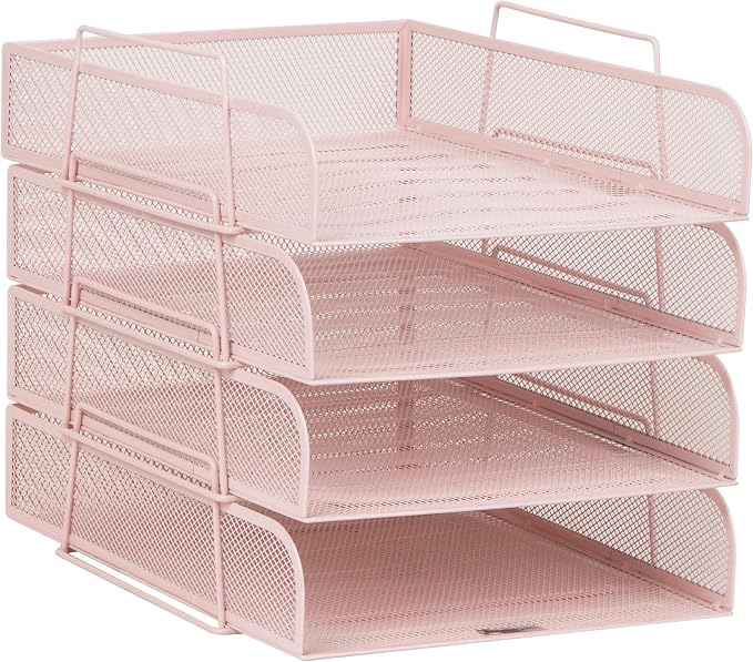 Mind Reader Stackable Paper Tray, Desktop Organizer, File Storage, Metal Mesh — view 7