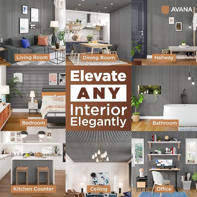 Avana Acoustic Wood Wall Panels – 94.4 x 12.6 Inch Gray Oak Acoustic Panels 4 — view 3