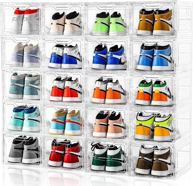 10 Pack Large Shoe Boxes Clear Plastic Stackable, Shoe Storage Organizer — view 6