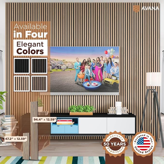 Avana Modern Acoustic Wood Wall Panels – 94.4 X 12.6 Inch White Oak Acoustic — view 7