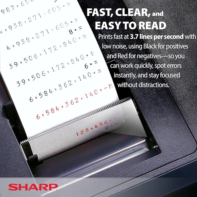 Sharp 12-Digit Print Calculator Desktop Size Adding Machine, Large Easy-to-Read — view 2